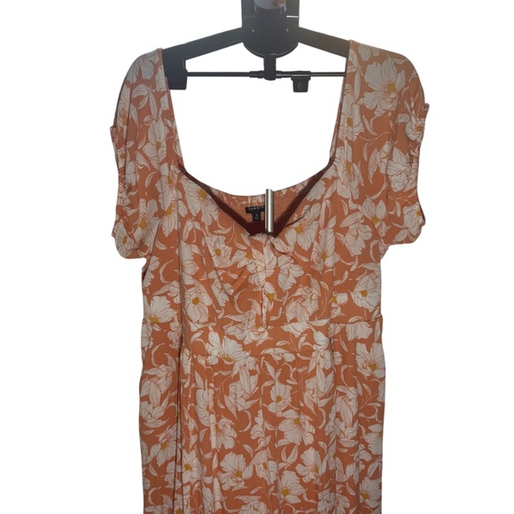 Torrid Maxi Off Shoulder Peach Floral Tie Front Dress With Pockets-Torrid Size 3 - Picture 5 of 9